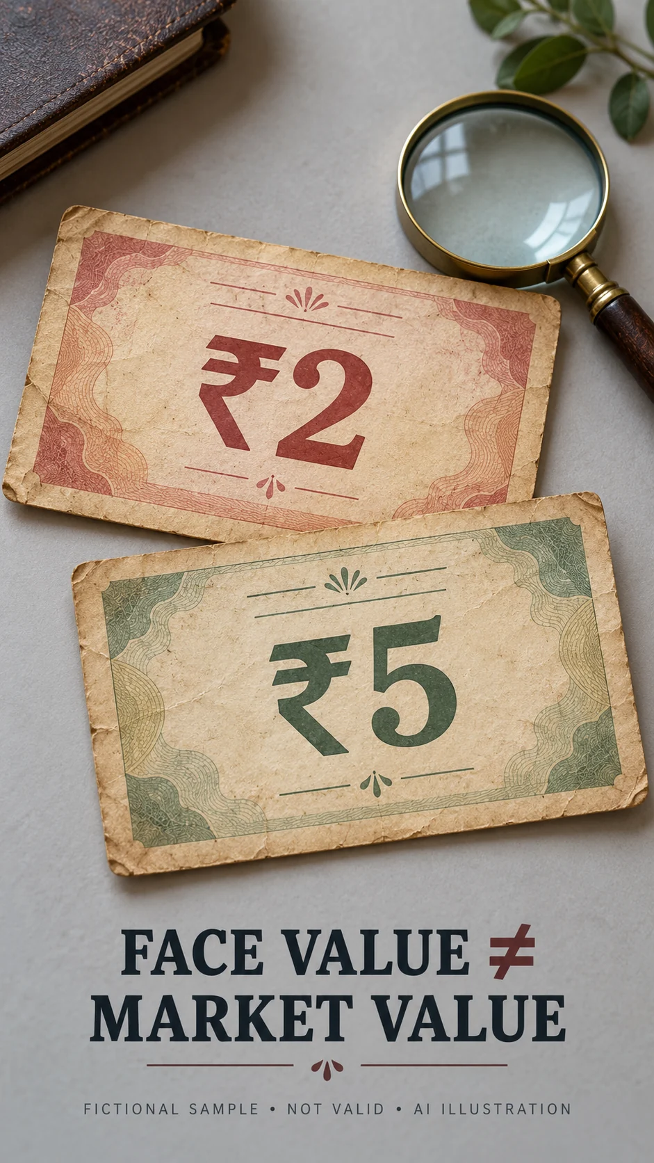 ₹2 और ₹5 अंक वाले काल्पनिक नमूने; वास्तविक या उपयोग योग्य सरकारी स्टाम्प पेपर नहीं। (AI-generated illustration) ₹2 और ₹5 अंक वाले काल्पनिक नमूने; वास्तविक या उपयोग योग्य सरकारी स्टाम्प पेपर नहीं। (AI-generated illustration)