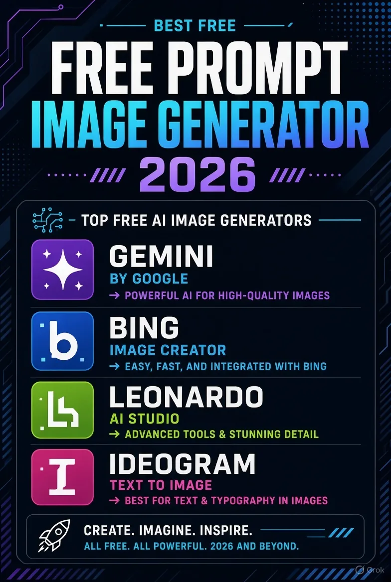 Best free prompt image generators 2026 list