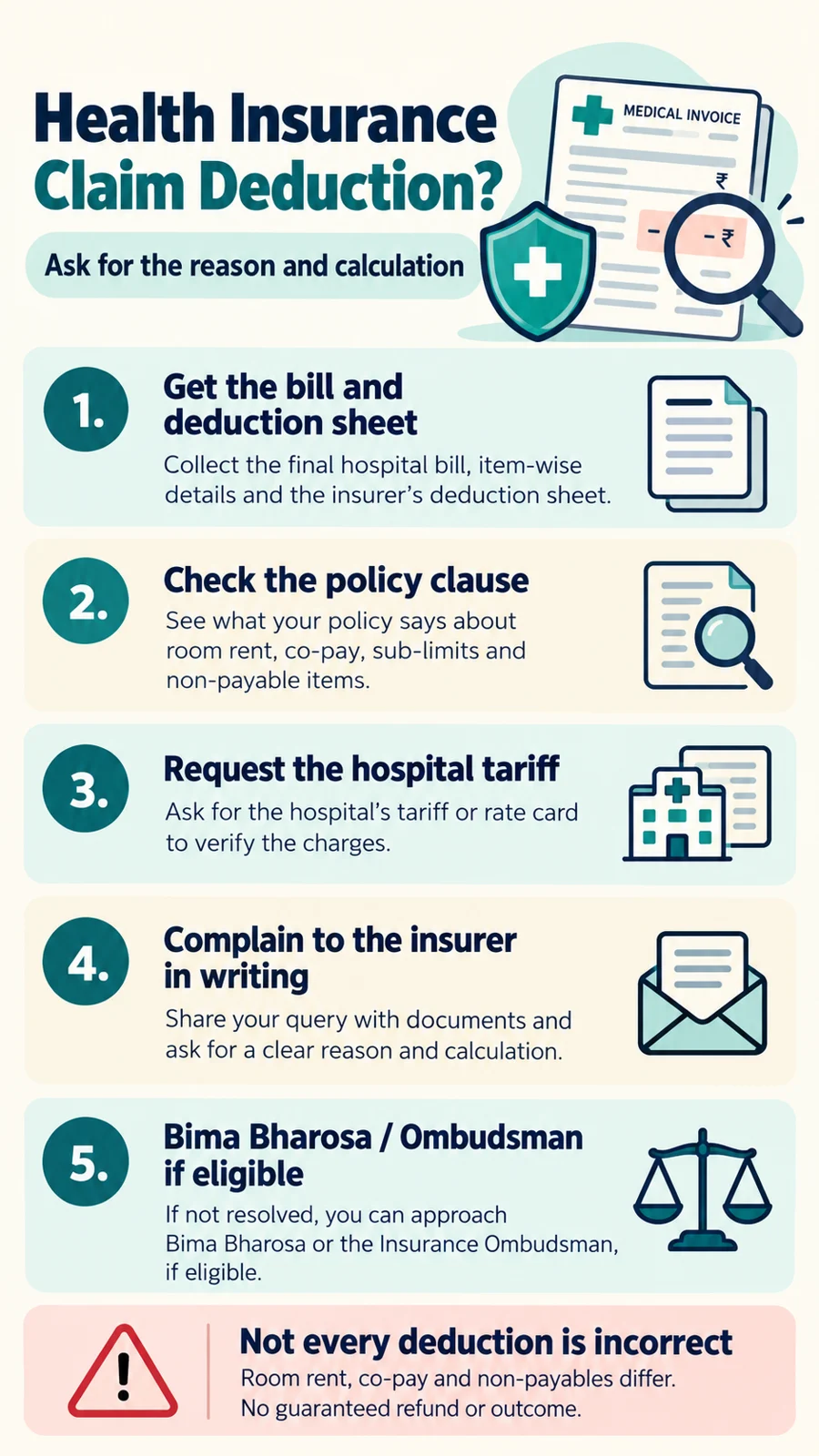 Health insurance claim deduction complaint checklist