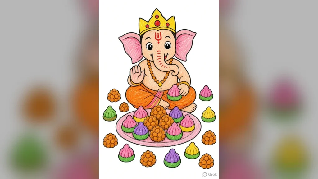 Ganesh Drawing Easy and Beautiful with Colour Step by Step | स्कूल प्रोजेक्ट