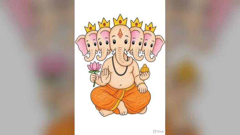 panchmukhi ganesh ji drawing simple