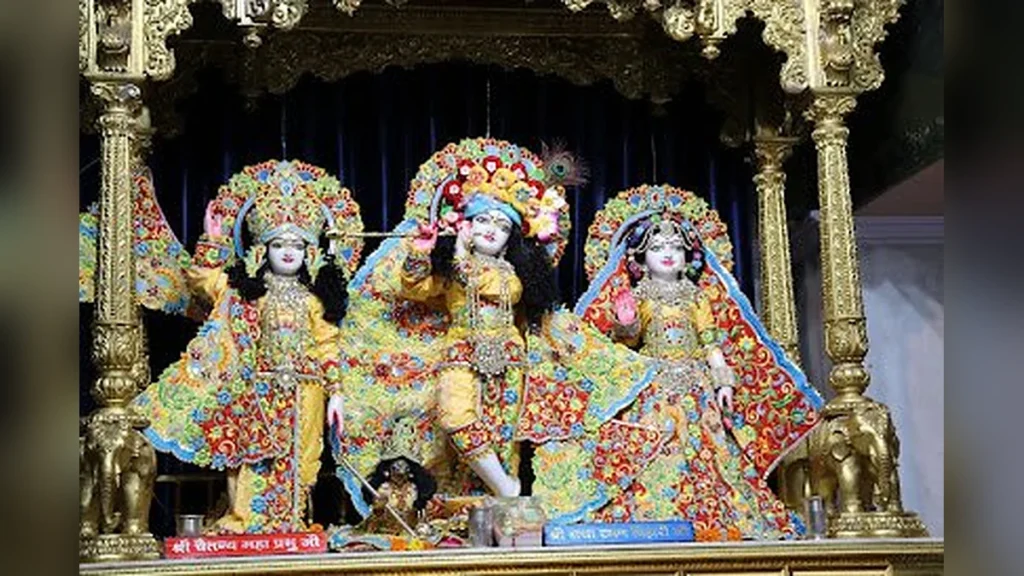 जन्माष्टमी के शुभ अवसर पर भगवान कृष्ण की मनमोहक छवि और पूजा का दृश्य।