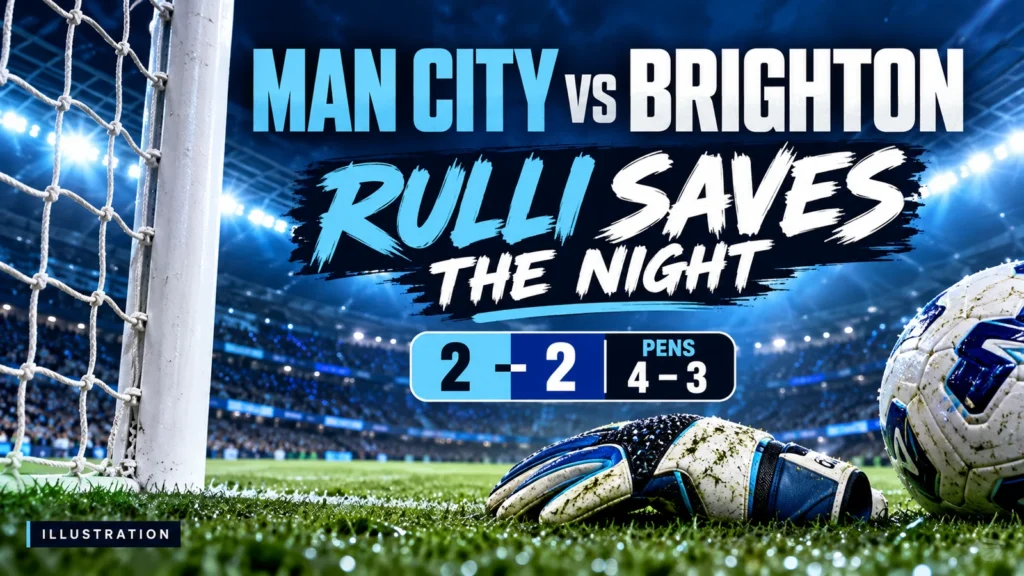 Man City vs Brighton: Rulli Seals 4–3 Penalty Win After 2–2