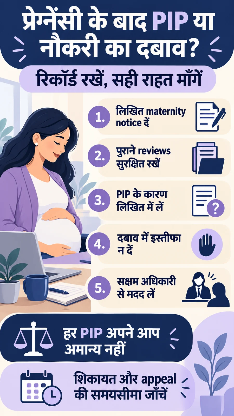 प्रेग्नेंसी के बाद PIP और termination के दबाव पर पाँच कदम checklist