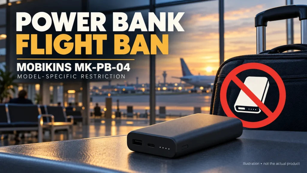 MOBIKINS MK-PB-04 Power Bank Flight Ban: Cabin और Check-in दोनों में रोक