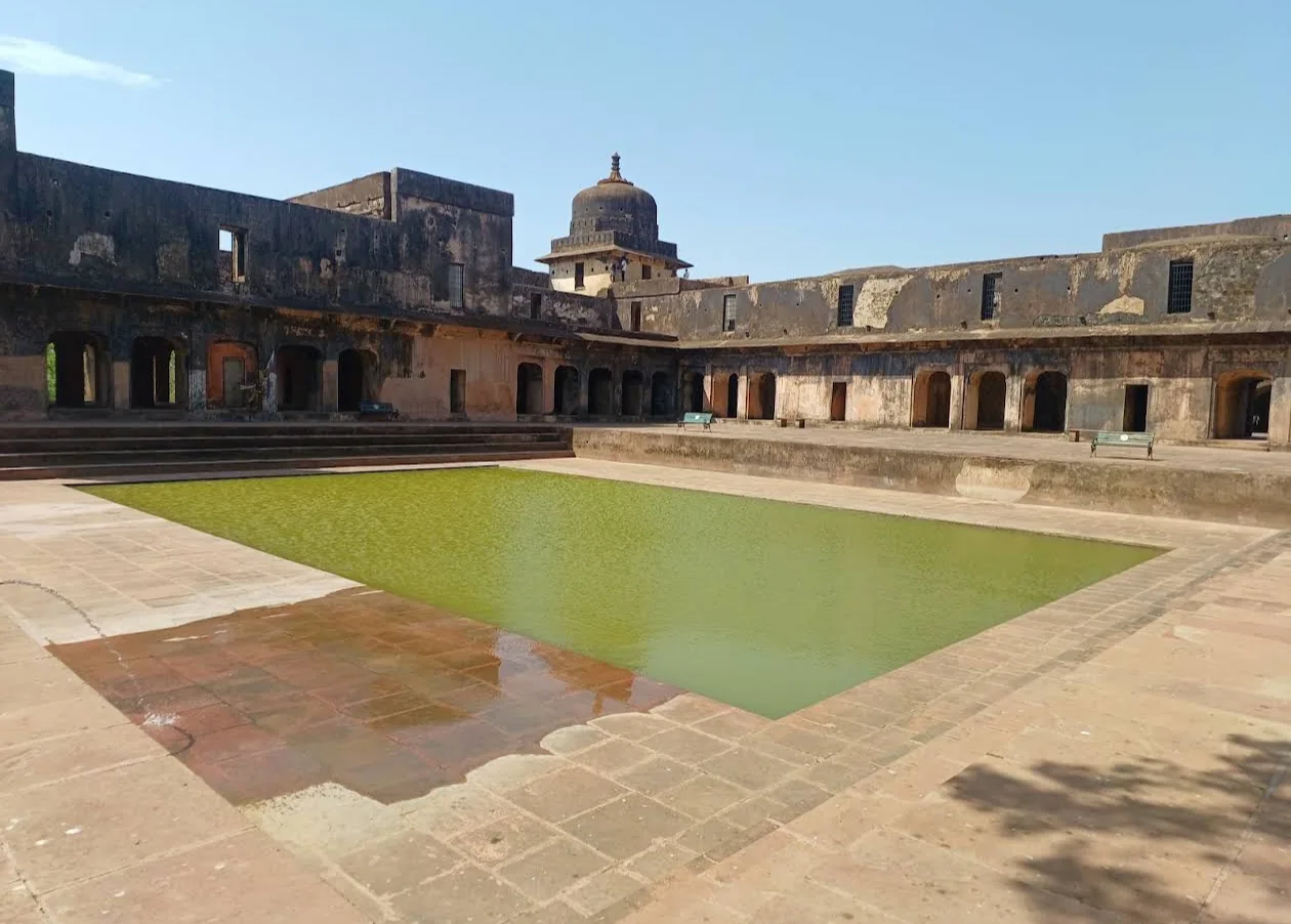 Courtyard and tank at Moti Mahal Ramnagar, supplied as a view after repairs