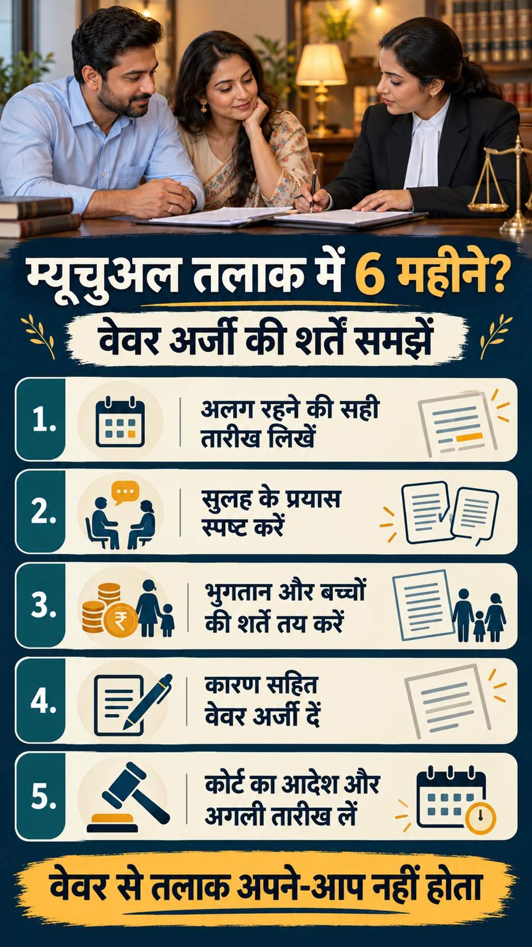 Hindi checklist for a mutual-divorce cooling-period waiver application