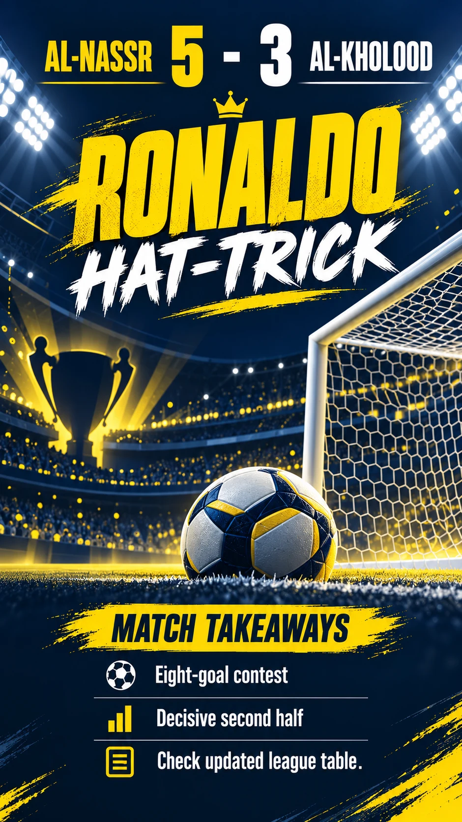 Al-Nassr vs Al-Kholood: Ronaldo Hat-Trick, 5–3 Result and Standings Impact — information poster