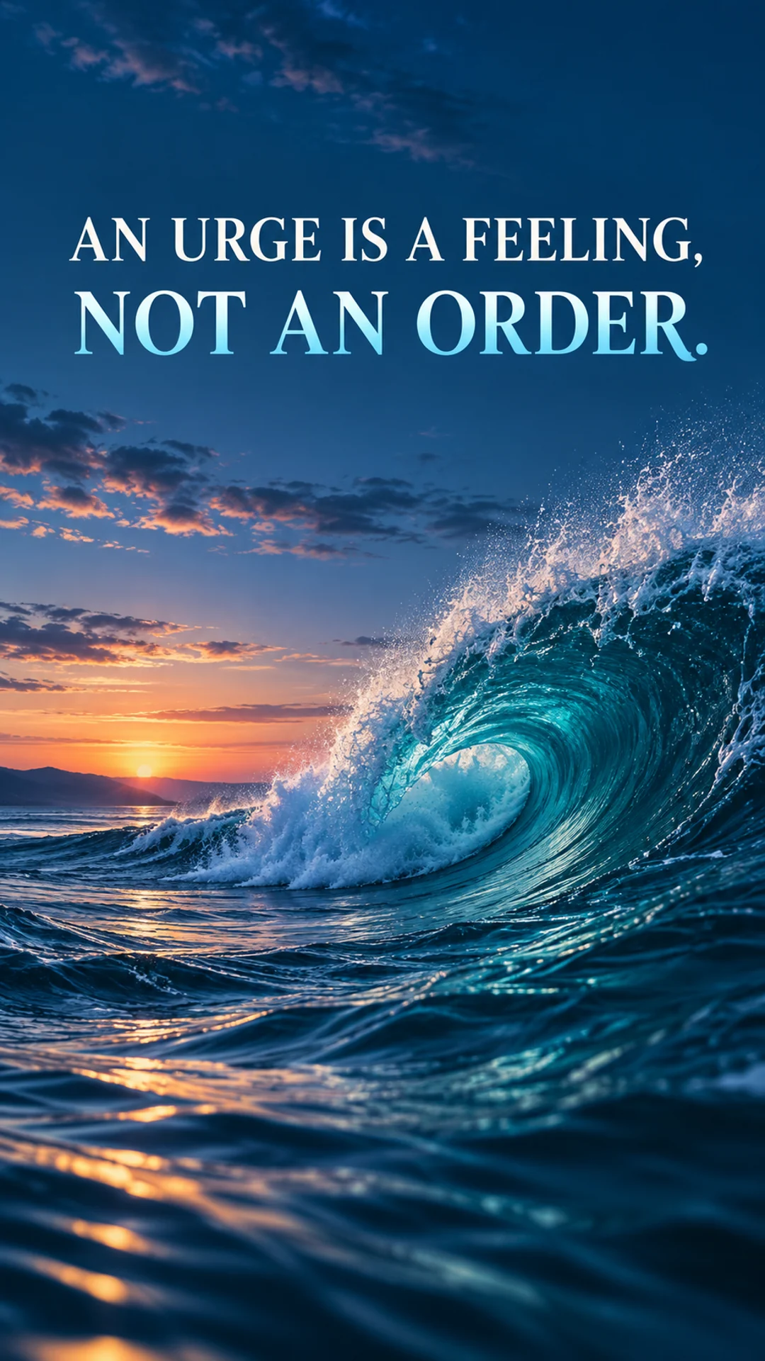 Original English NoFap motivation phone wallpaper: An urge is a feeling, not an order.
