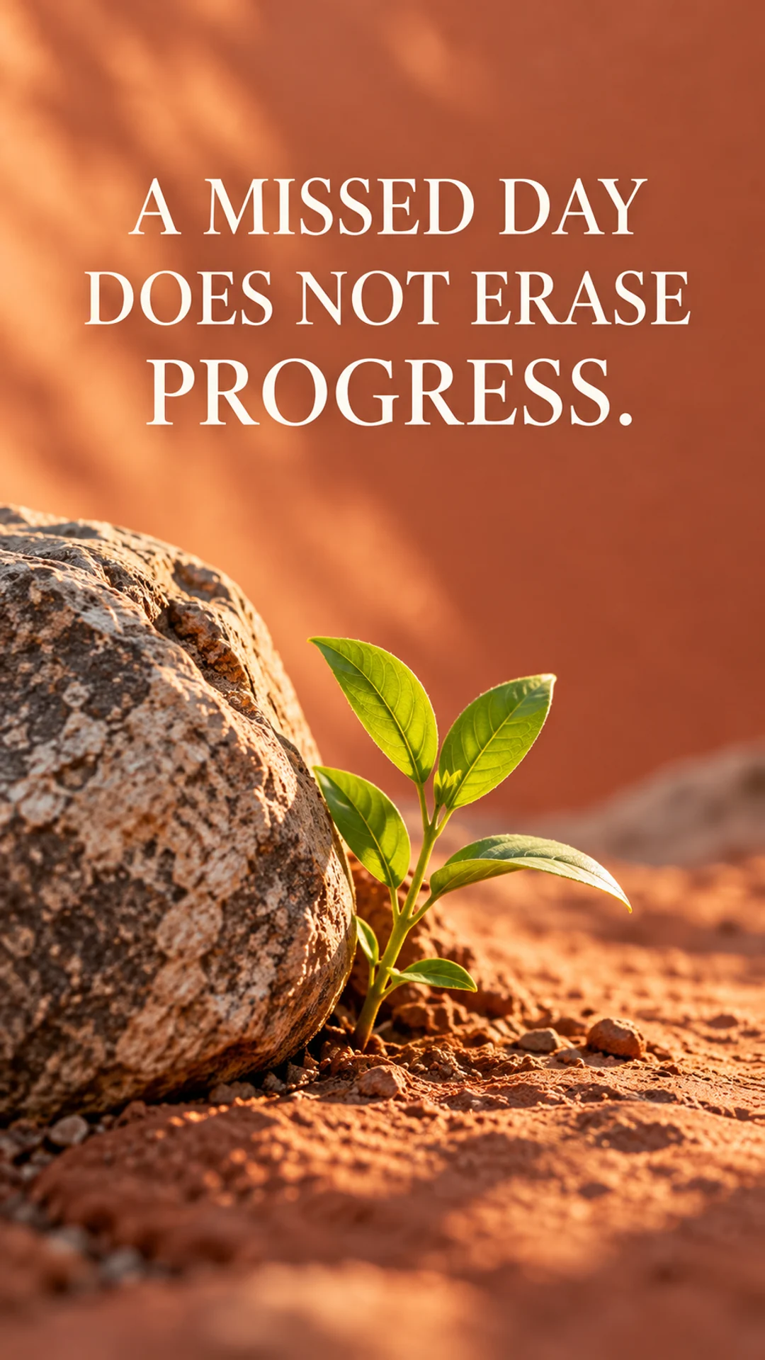 Original English NoFap motivation phone wallpaper: A missed day does not erase progress.