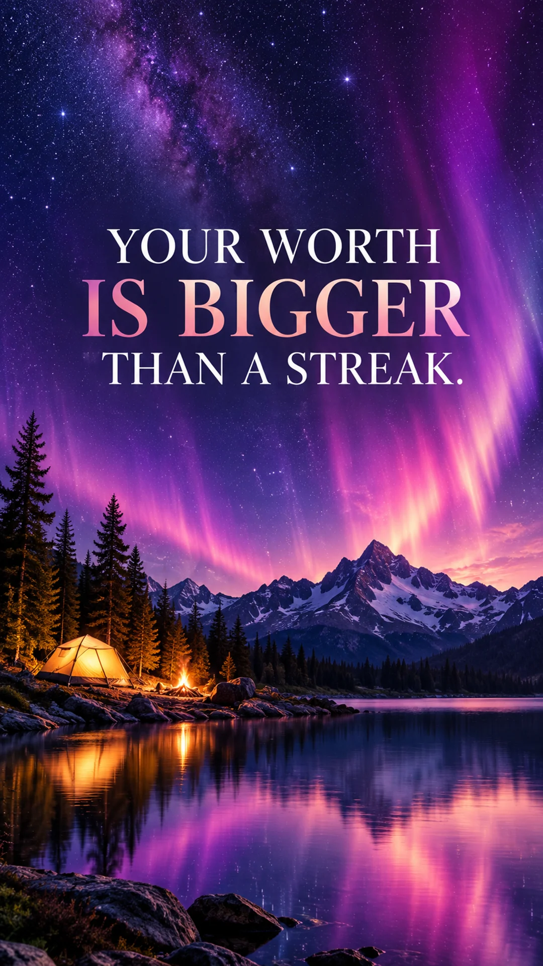 Original English NoFap motivation phone wallpaper: Your worth is bigger than a streak.