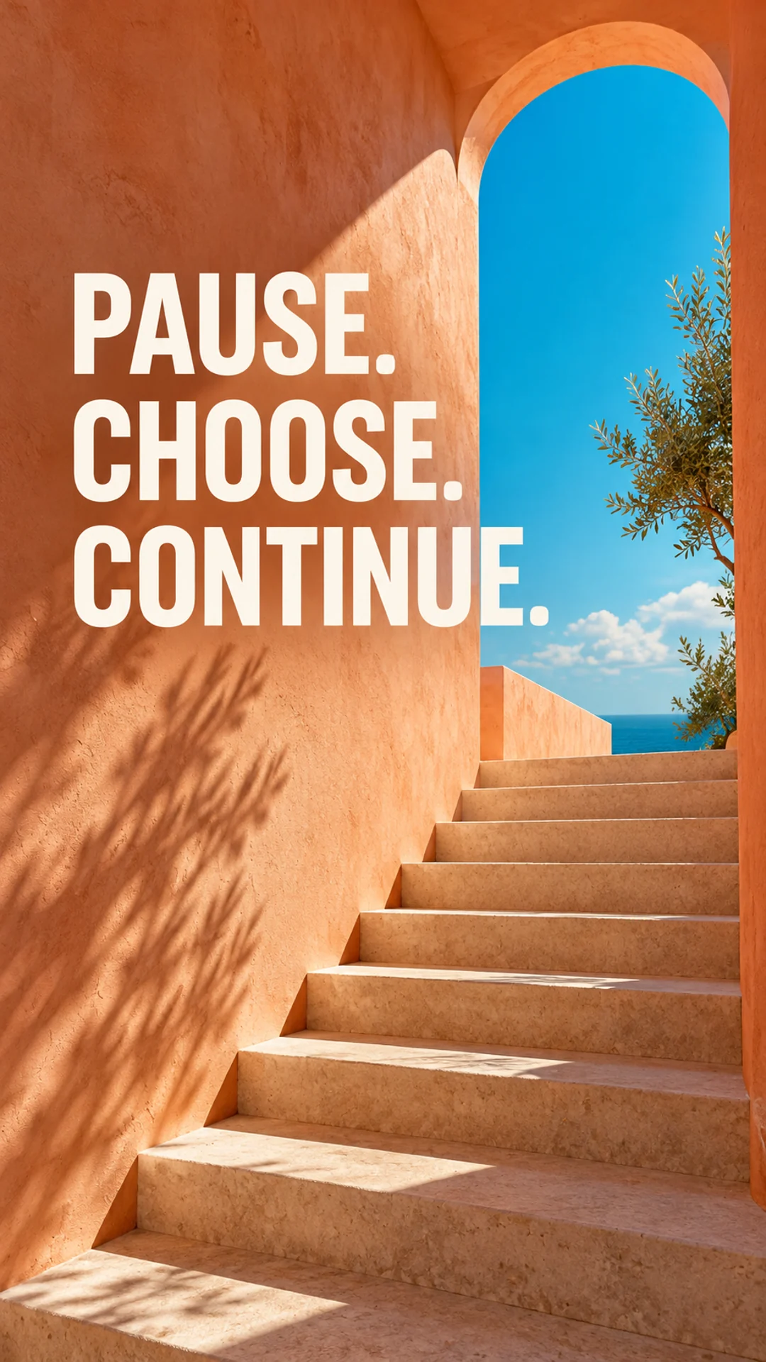 Original English NoFap motivation phone wallpaper: Pause. Choose. Continue.