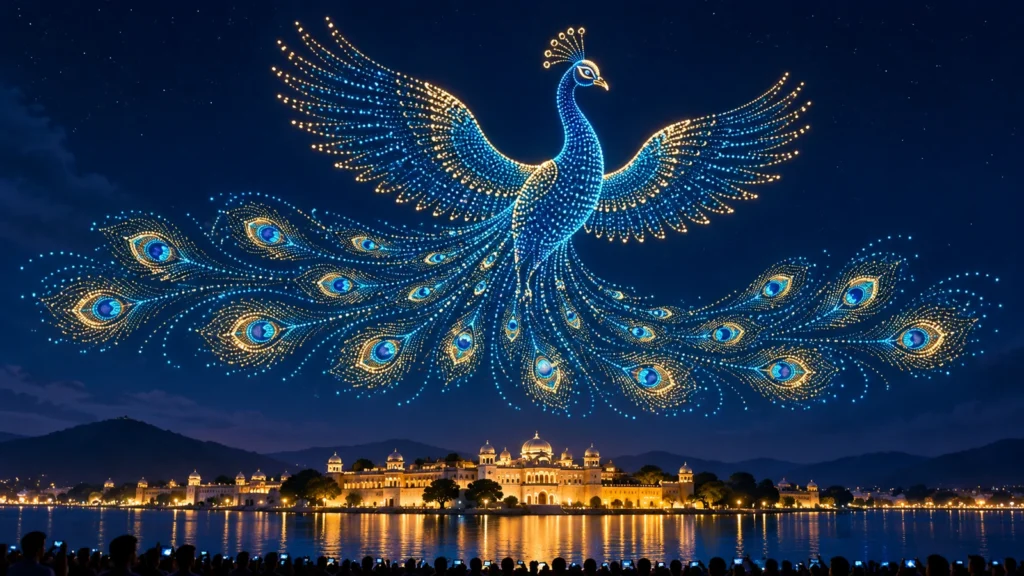 Mysuru Dasara Drone Show: The 3,473-Drone Peacock Record Explained — illustration