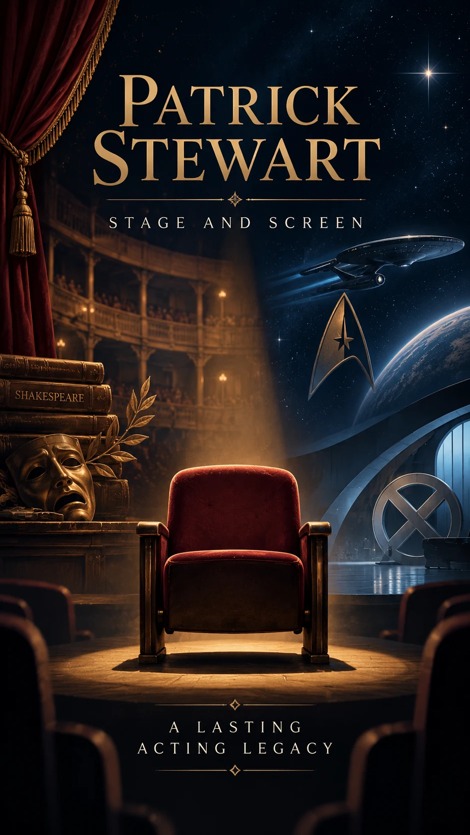 Patrick Stewart Remembered: The Stage Actor Behind Picard and Professor X — information poster