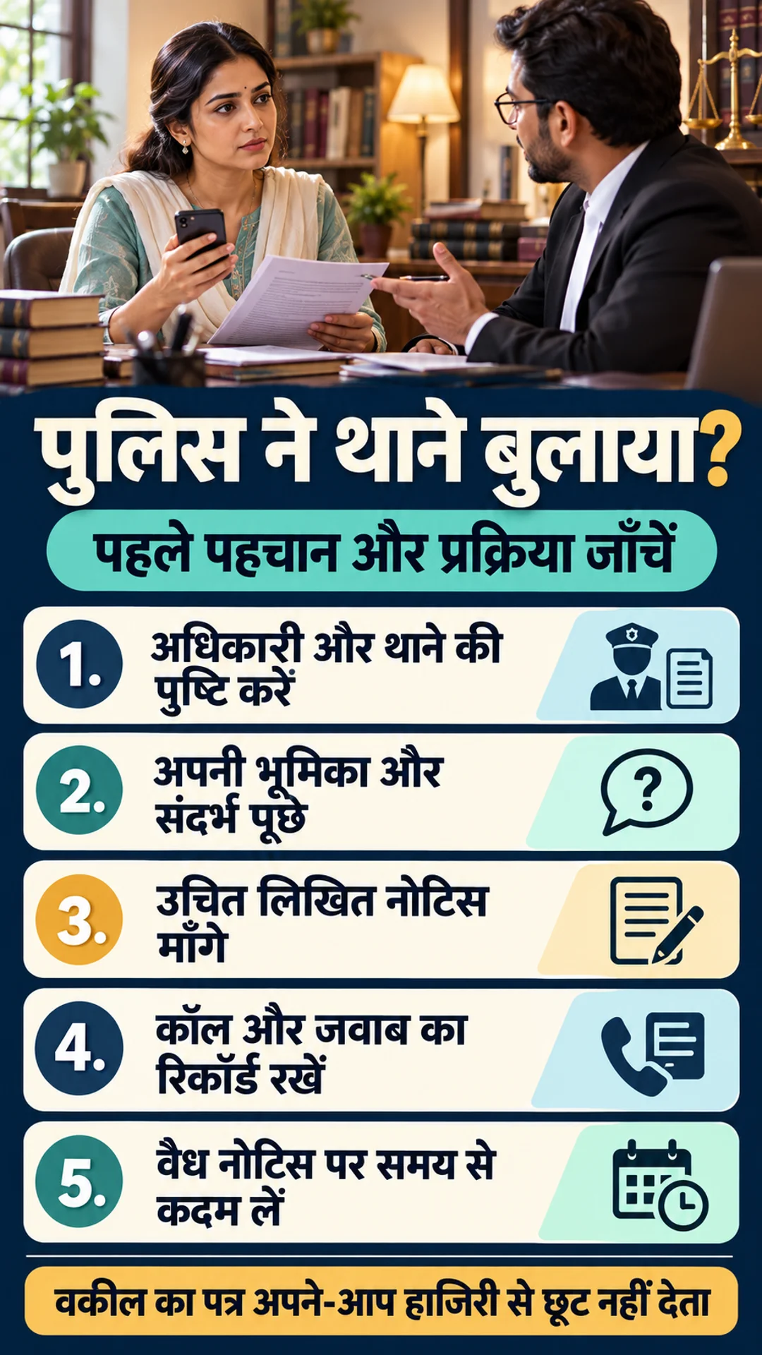Hindi checklist for responding to a police station call without FIR details