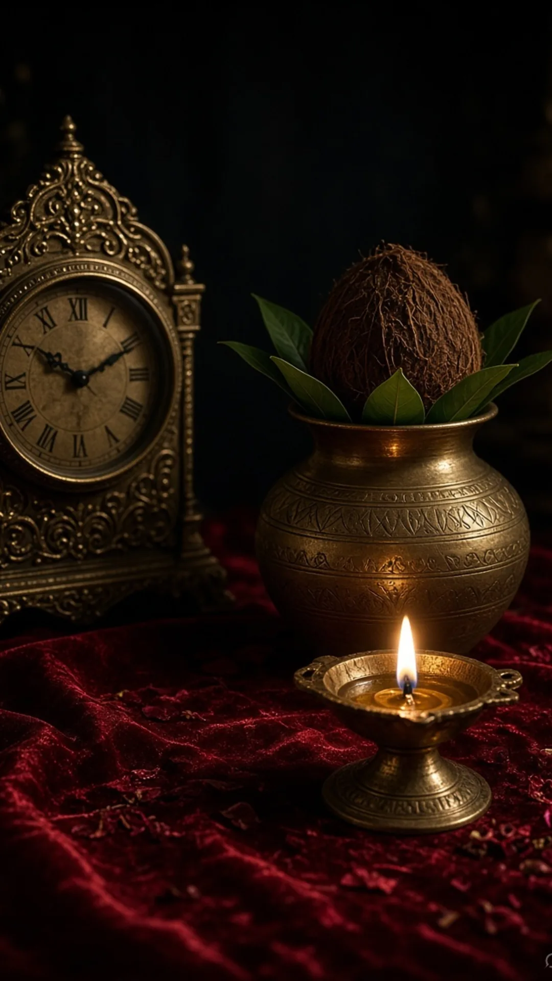 संधि पूजा मुहूर्त घड़ी कलश दीया