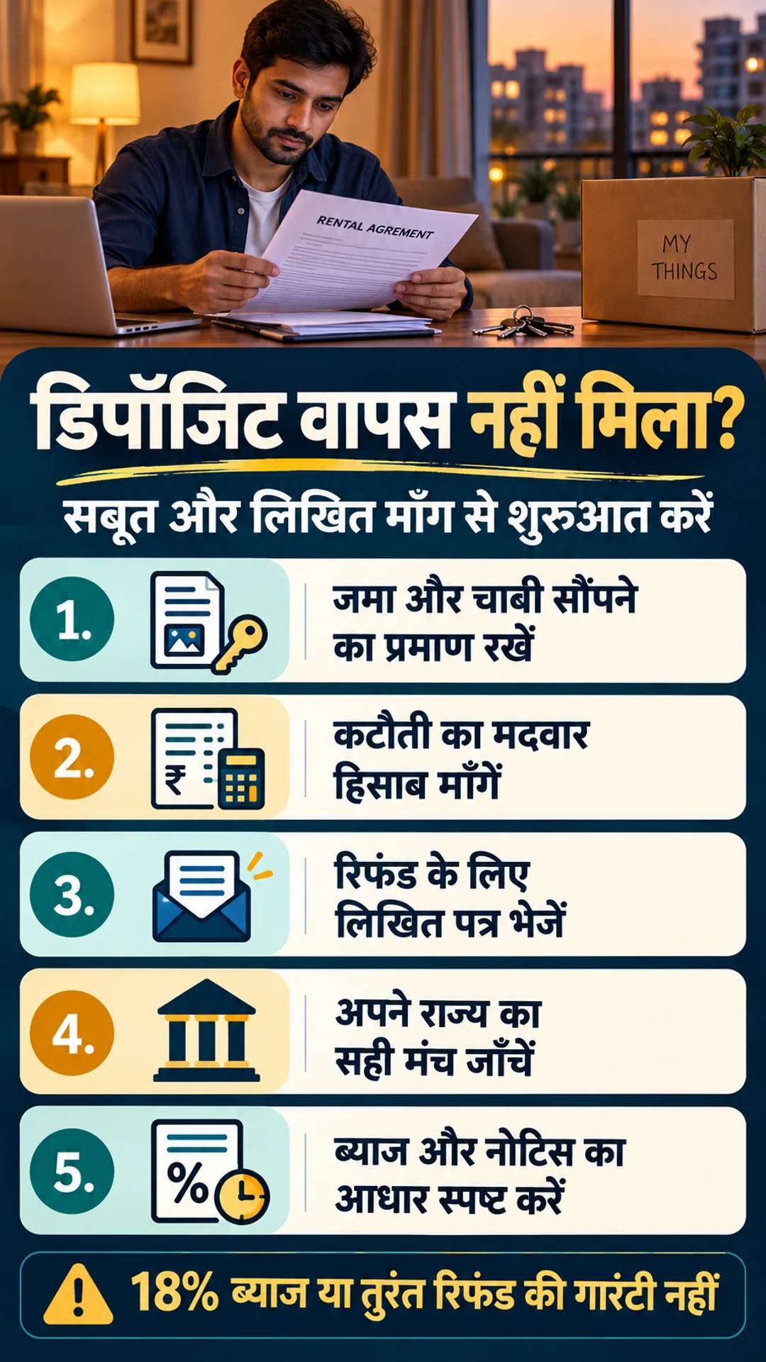 Hindi checklist for requesting a rental security deposit refund