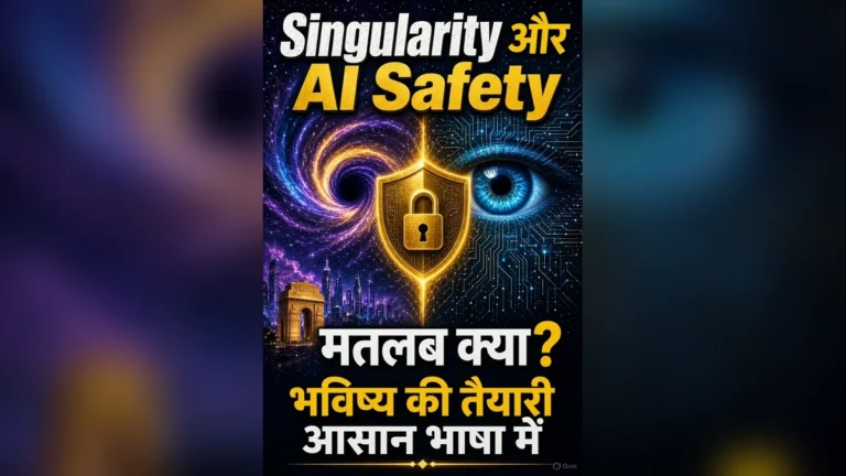 Singularity और AI Safety आसान हिंदी में — डर नहीं, समझदारी (illustrative OG)