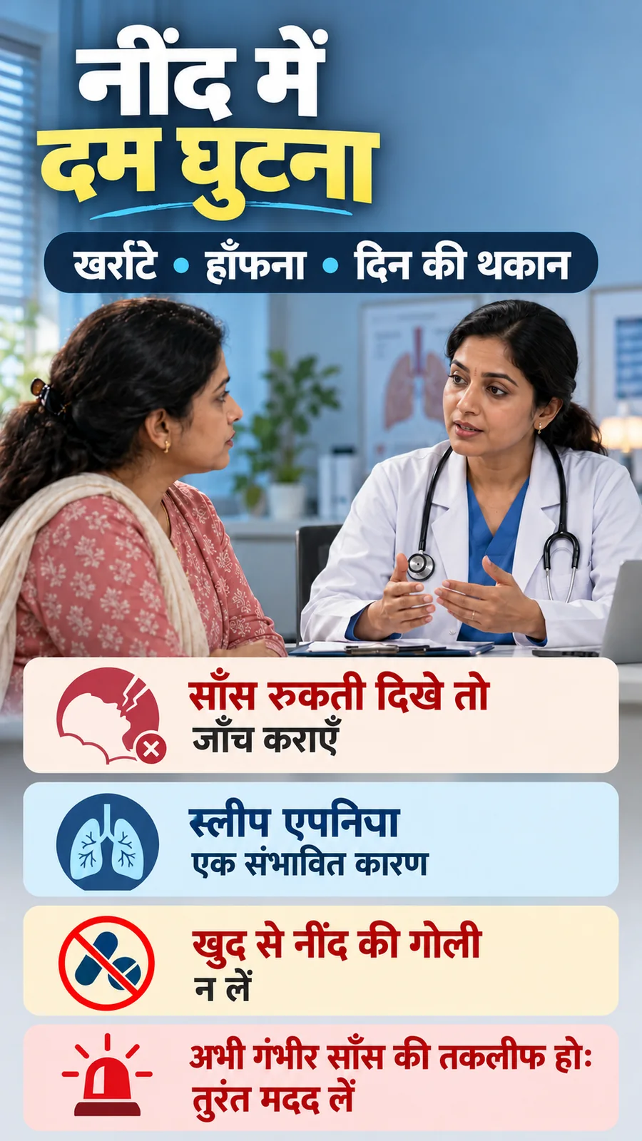लक्षण और सुरक्षित कदम समझाता सांकेतिक हिंदी पोस्टर।