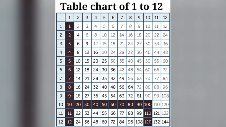 table chart 2 to 20 for kids multiplication tables 2 to 20 chart