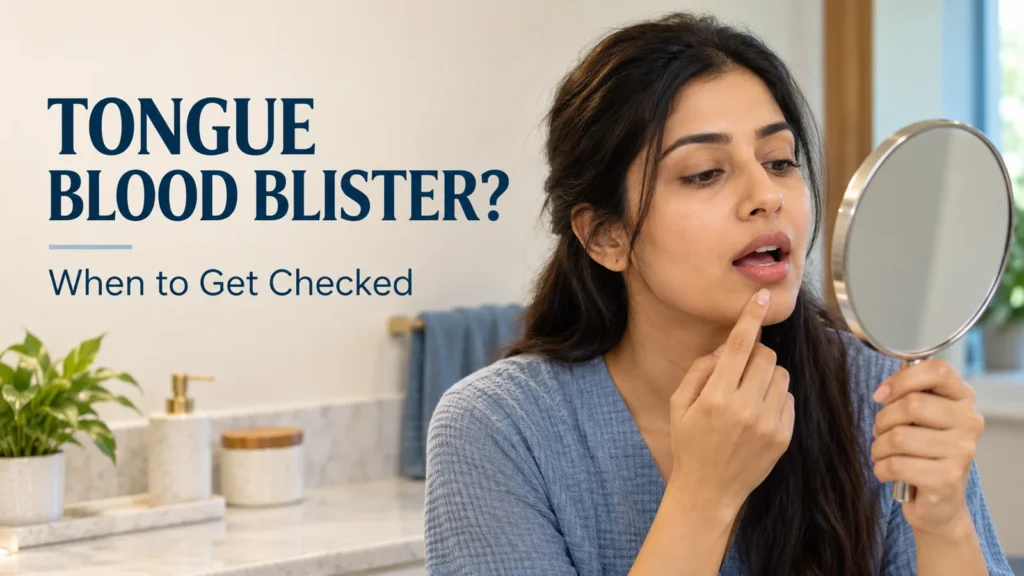 जीभ पर अचानक काला खून का फफोला? कारण और डॉक्टर को कब दिखाएँ