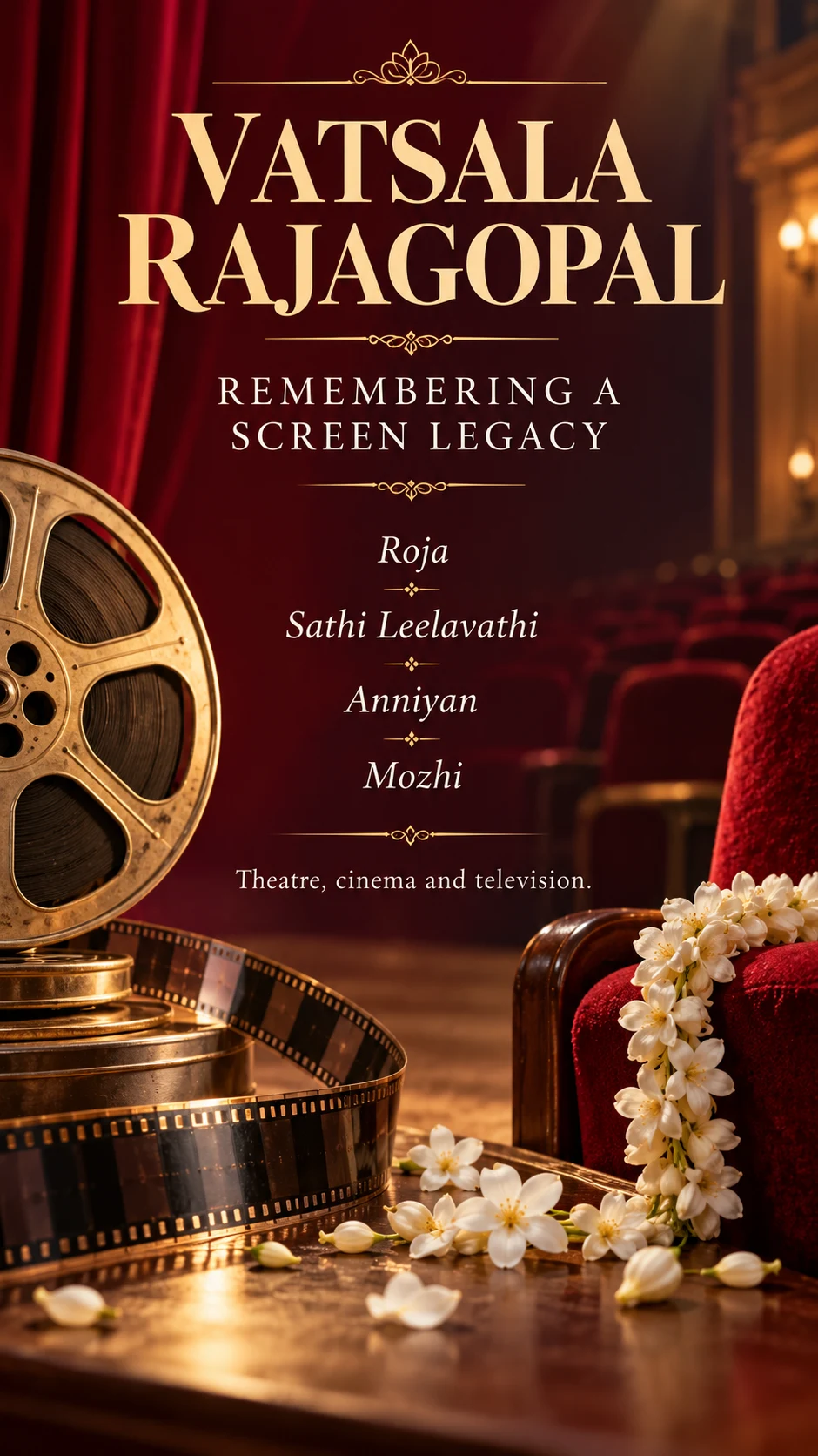 వత్సల రాజగోపాల్ మృతి: రోజా నుంచి సీరియల్స్ వరకు గుర్తుండిపోయే నట ప్రయాణం — information poster