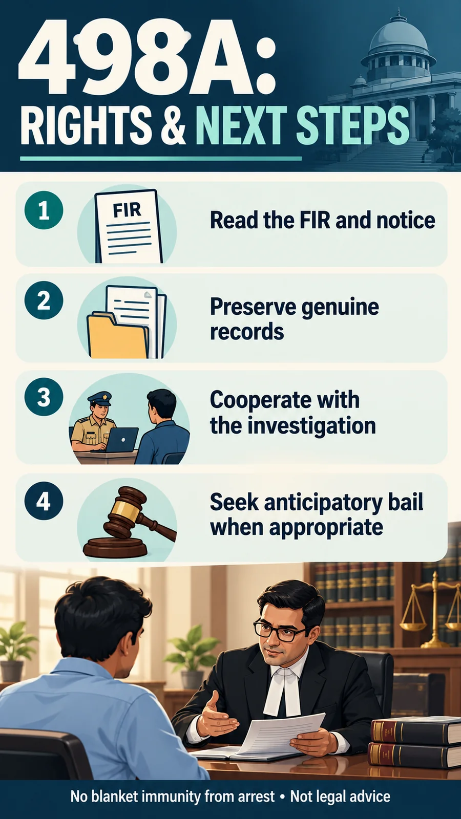 498A next steps: read the FIR, preserve records, cooperate and consider anticipatory bail