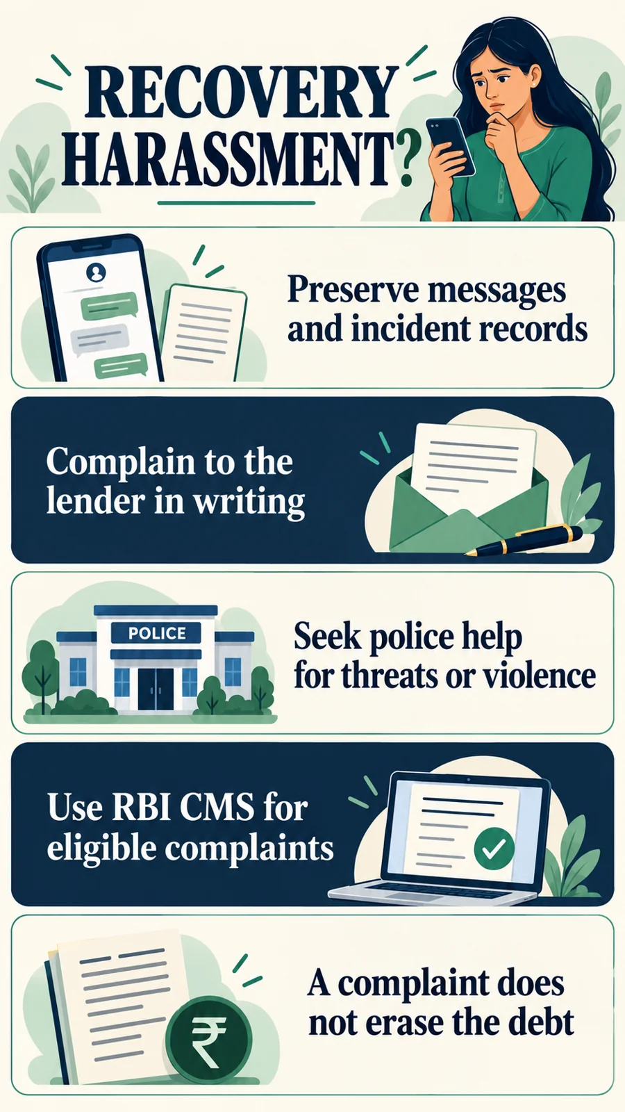 How to deal with bank recovery agents legally: preserve records, follow written procedures and read the full legal conditions.