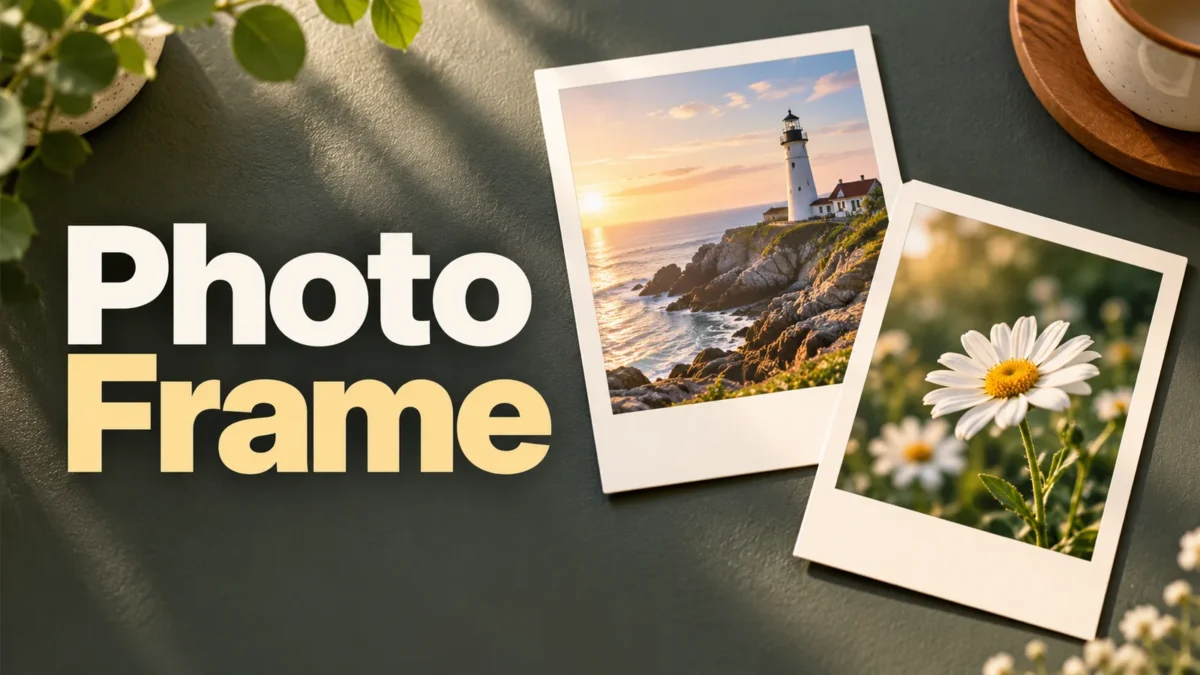 फोटो पर Polaroid जैसा फ्रेम लगाएँ — कैप्शन और PNG