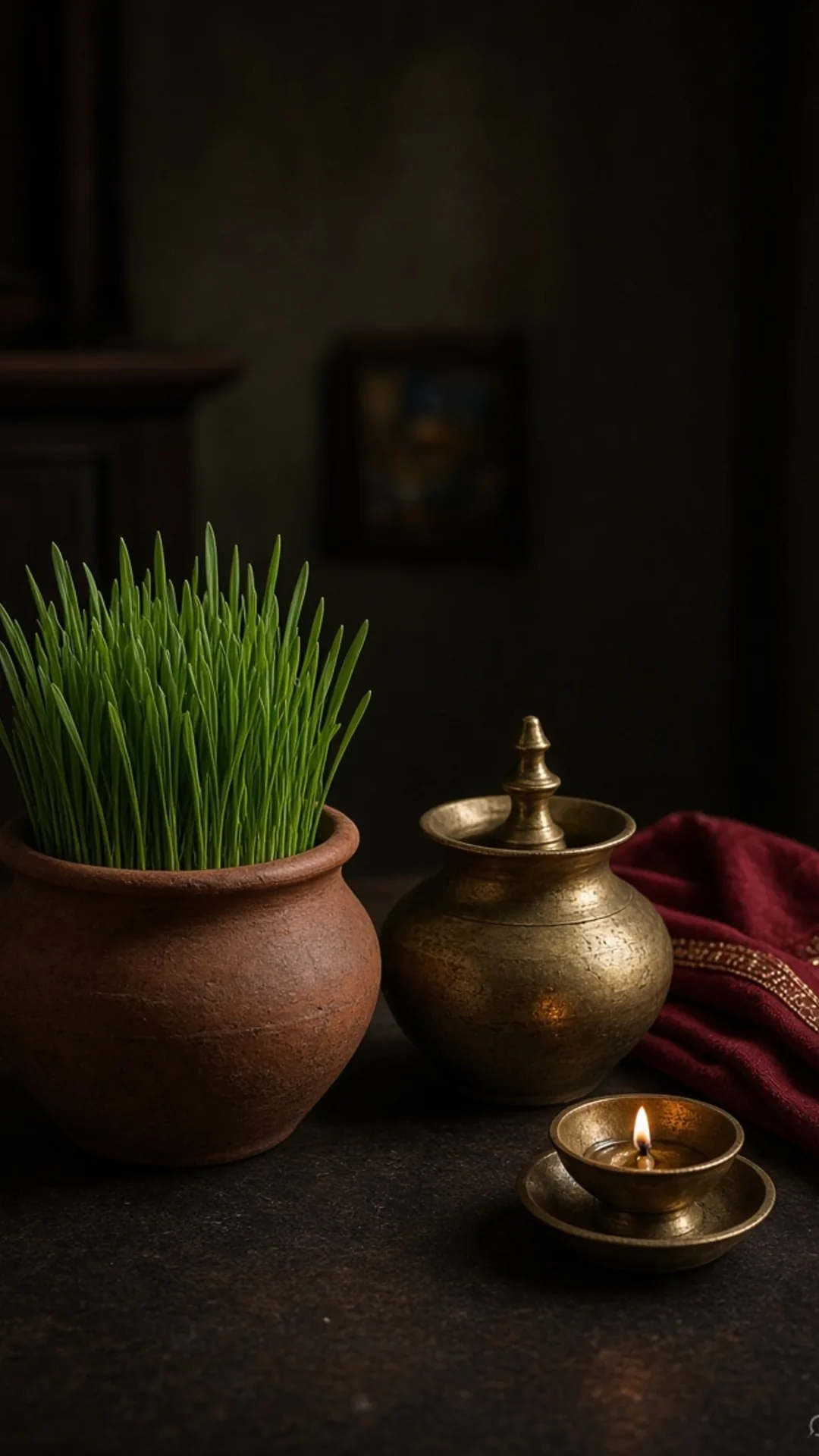 विसर्जन जौ अंकुर खाली कलश