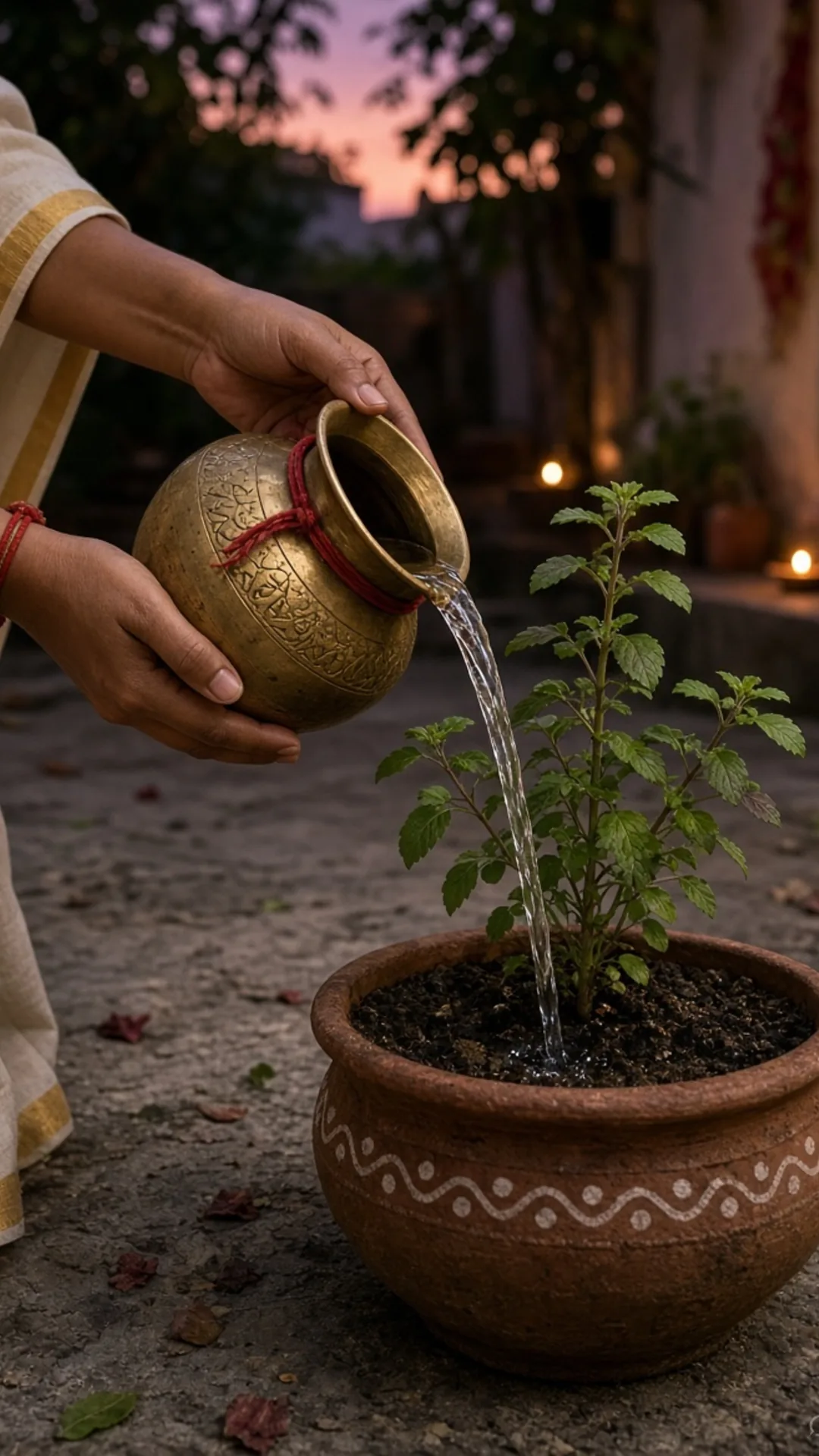कलश का जल पौधे में विसर्जन