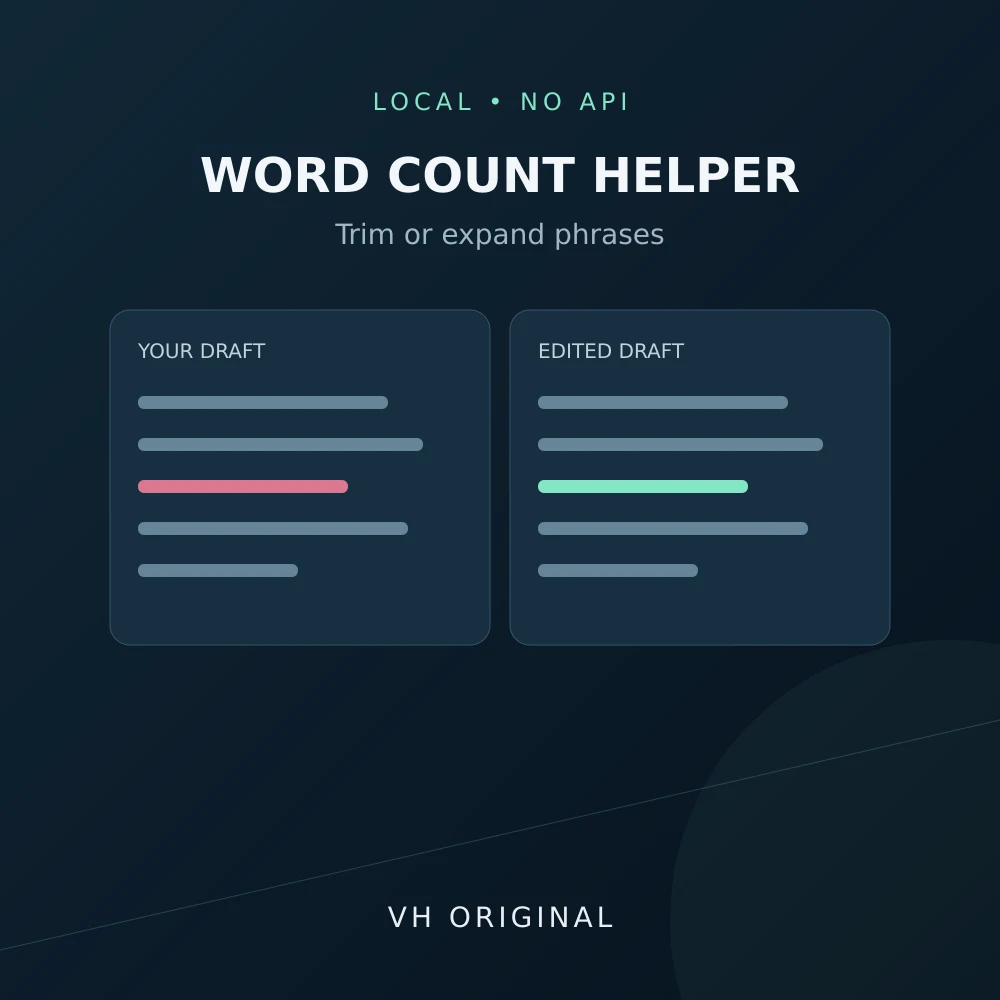 Word count editing helper — VH Original
